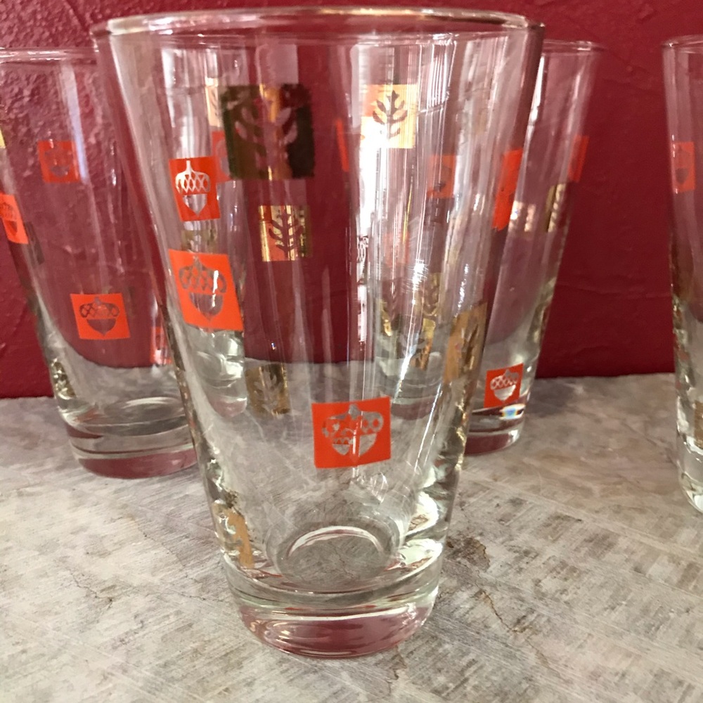 4 Retro Mid Century Modern Tumblers Glasses